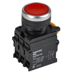 Кнопка d22мм 1НО+1НЗ с подсветкой и фиксацией красн. MASTER IEK MI-BT60-11TD-3-11-K04