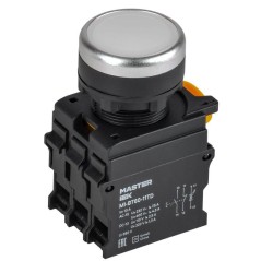 Кнопка d22мм 1НО+1НЗ с подсветкой и фиксацией бел. MASTER IEK MI-BT60-11TD-3-11-K01