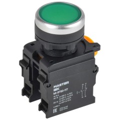 Кнопка d22мм 1НО+1НЗ с фиксацией зел. MASTER IEK MI-BT60-11T-3-21-K06