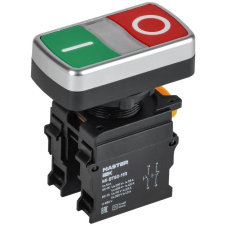 Кнопка "I-O" d22мм 1НО+1НЗ без подсветки MASTER IEK MI-BT60-11R-3-21-K51
