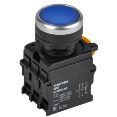 Кнопка d22мм 1НО+1НЗ с подсветкой син. MASTER IEK MI-BT60-11D-3-12-K07