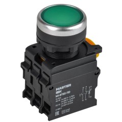 Кнопка d22мм 1НО+1НЗ с подсветкой зел. MASTER IEK MI-BT60-11D-3-12-K06