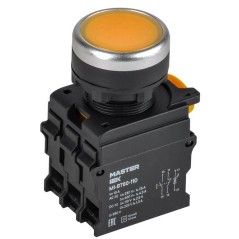 Кнопка d22мм 1НО+1НЗ с подсветкой желт. MASTER IEK MI-BT60-11D-3-12-K05