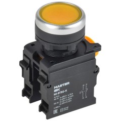 Кнопка d22мм 1НО+1НЗ желт. MASTER IEK MI-BT60-11-3-22-K05