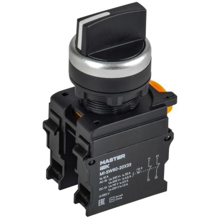 Переключатель 3 полож. 2НЗ возв. черн. MASTER IEK MI-SW60-20X33-5-24-3-K02