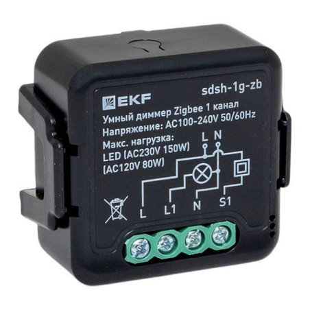 Диммер в подрозетник 1-канальный Умный Zigbee Connect Select EKF sdsh-1g-zb