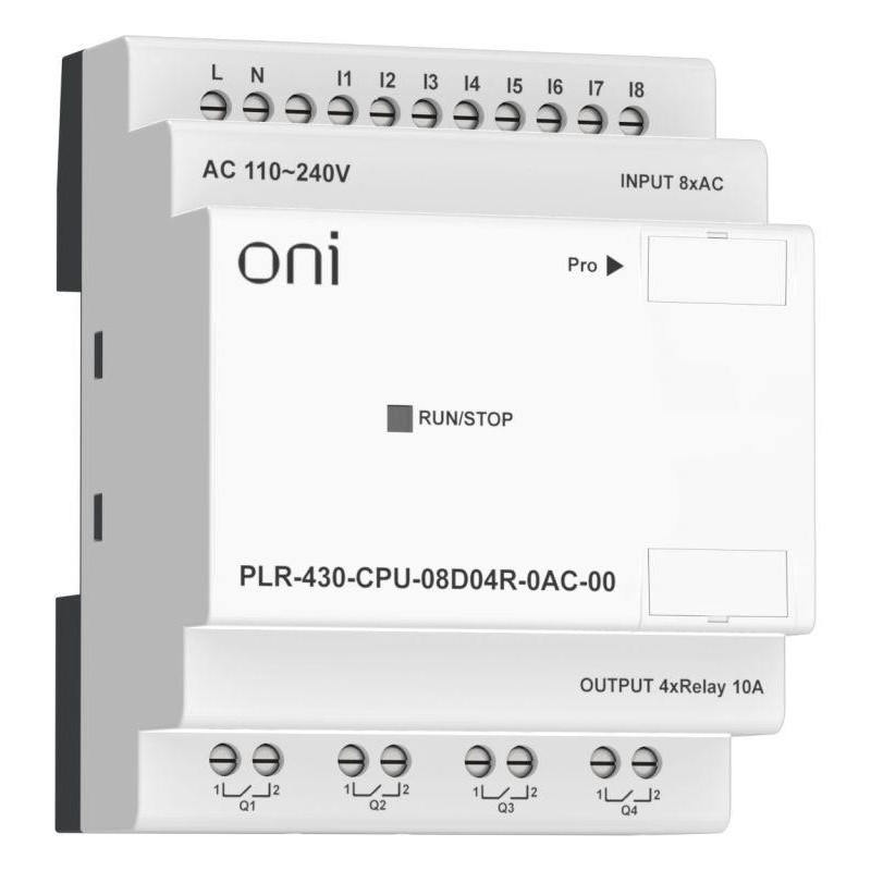 Модуль ЦПУ 8 DI 4 RO 220В AC без экрана ПЛК 430 ONI PLR-430-CPU-08D04R-0AC-00