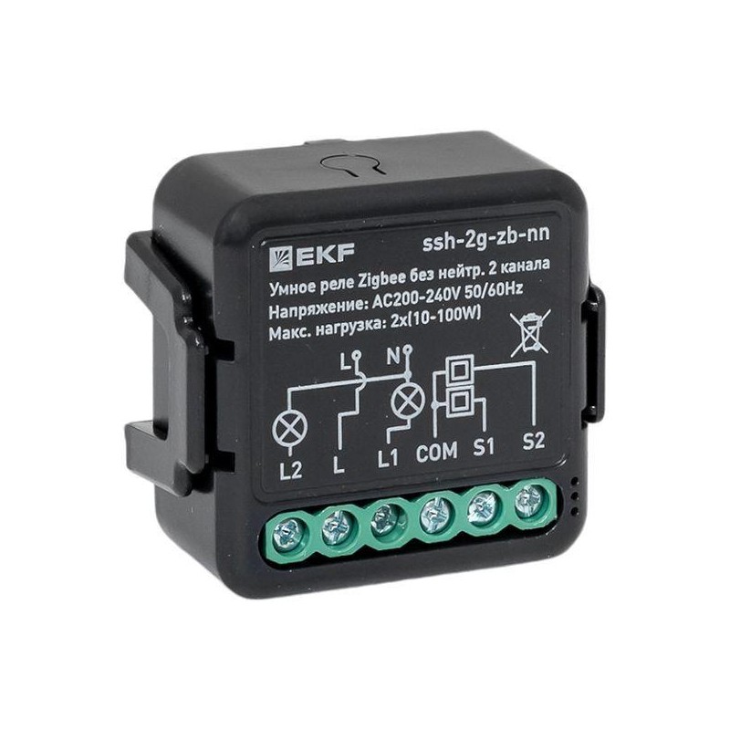 Реле в подрозетник 2-канальное без нейтрали Умное Zigbee Connect Select EKF ssh-2g-zb-nn Реле в подрозетник 2-канальное без нейтрали Умное Zigbee Connect Select EKF ssh-2g-zb-nn