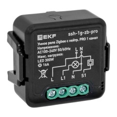 Реле в подрозетник 1-канальное с нейтралью 16А Умное Zigbee Connect Select EKF PRO ssh-1g-zb-pro