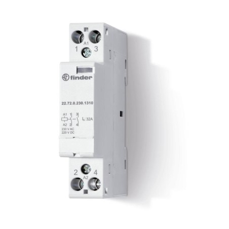Контактор модульный 2NC 32А AgNi 240В AC/DC 17.5мм IP20 опции: мех.индикатор FINDER 227202301410PAS