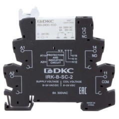 Реле интерфейсное 1CO ком. ток 6А AgSnO2 напряжение 12В AC/DC винтовые клеммы DKC IRK-12UC-1CO