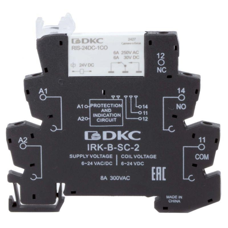 Реле интерфейсное 1CO ком. ток 6А AgSnO2 напряжение 12В AC/DC винтовые клеммы DKC IRK-12UC-1CO Реле интерфейсное 1CO ком. ток 6А AgSnO2 напряжение 12В AC/DC винтовые клеммы DKC IRK-12UC-1CO