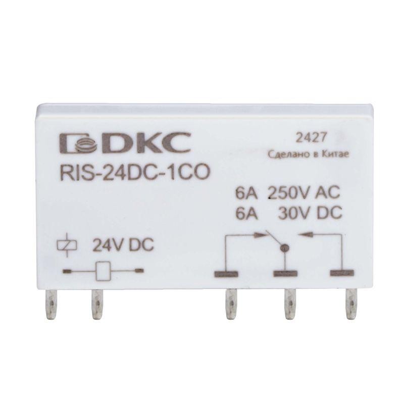 Реле миниатюрное ультратонкое 1CO ком. ток 6А AgSnO2 напряжение 24В DC DKC RIS-24DC-1CO Реле миниатюрное ультратонкое 1CO ком. ток 6А AgSnO2 напряжение 24В DC DKC RIS-24DC-1CO