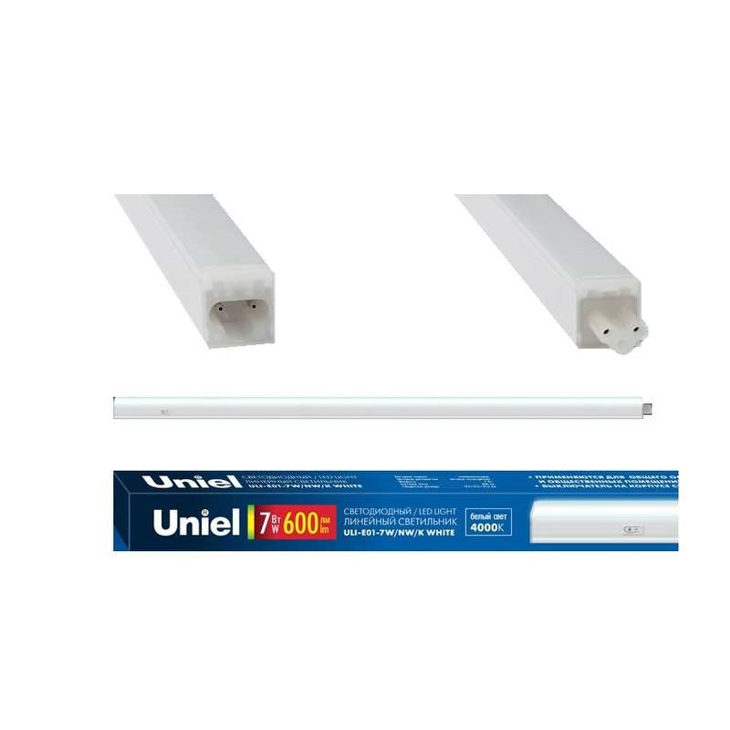 Светильник линейный светодиодный ULI-E01-10W/NW/K WHITE (аналог T5) с выкл. свет бел. 4000К 850лм корпус бел. Uniel UL-00002727 Светильник линейный светодиодный ULI-E01-10W/NW/K WHITE (аналог T5) с выкл. свет бел. 4000К 850лм корпус бел. Uniel UL-00002727