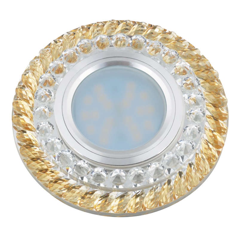 Светильник декоративный Luciole DLS-L132 GU5.3 CHROME/GOLD GU5.3 встраив. доп. светодиод. подсветка 3Вт без лампы основание мета Светильник декоративный Luciole DLS-L132 GU5.3 CHROME/GOLD GU5.3 встраив. доп. светодиод. подсветка 3Вт без лампы основание мета