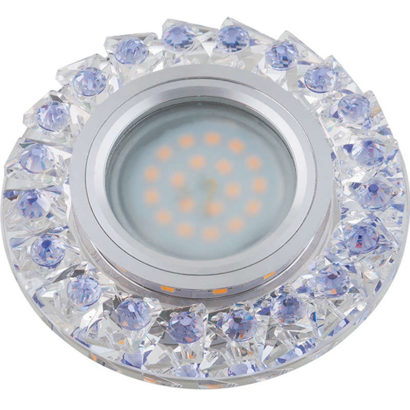 Светильник декоративный Luciole DLS-L120 GU5.3 CHROME/CLEAR+PURPLE GU5.3 встраив. доп. светодиод. подсветка 3Вт без лампы основа Светильник декоративный Luciole DLS-L120 GU5.3 CHROME/CLEAR+PURPLE GU5.3 встраив. доп. светодиод. подсветка 3Вт без лампы основа