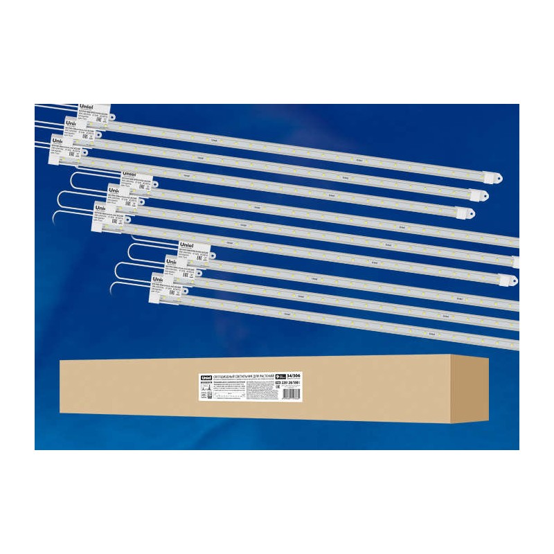 Светильник светодиодный ULY-P91-20W/SPFR/K CLEAR AC220V KIT09 20Вт IP65 1200мм накладной линейный для растений спектр для фотоси Светильник светодиодный ULY-P91-20W/SPFR/K CLEAR AC220V KIT09 20Вт IP65 1200мм накладной линейный для растений спектр для фотоси