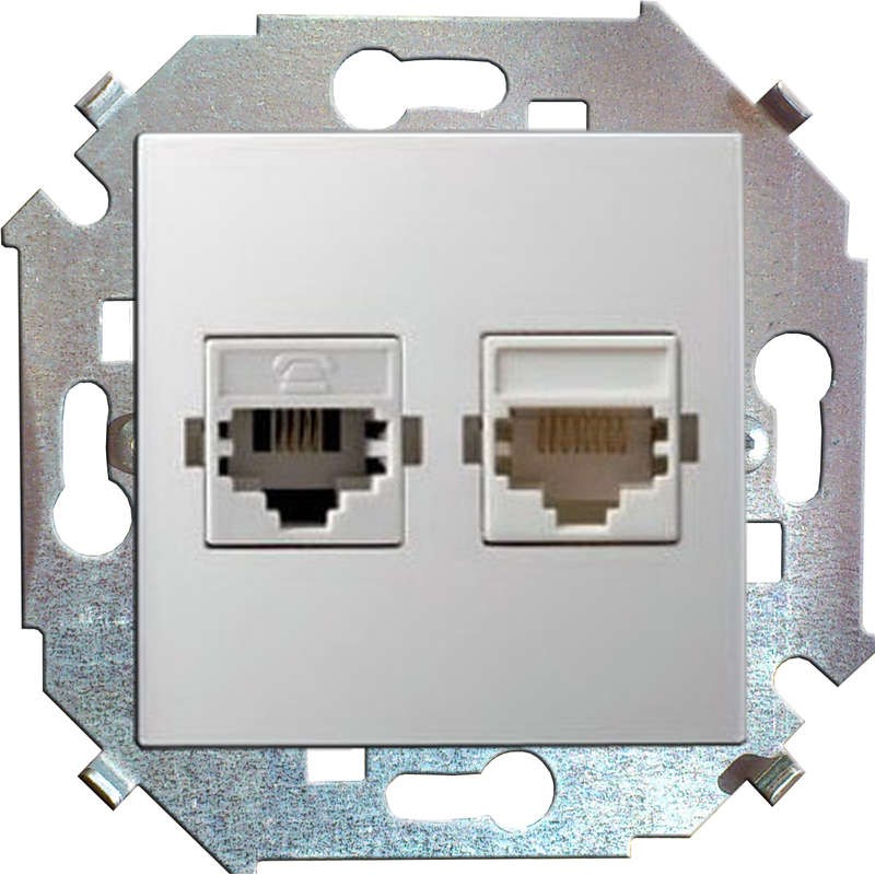 Розетка телефонная 2-м СП Simon 15 RJ11 винтов. зажимы механизм бел. Simon 1591589-030 Розетка телефонная 2-м СП Simon 15 RJ11 винтов. зажимы механизм бел. Simon 1591589-030