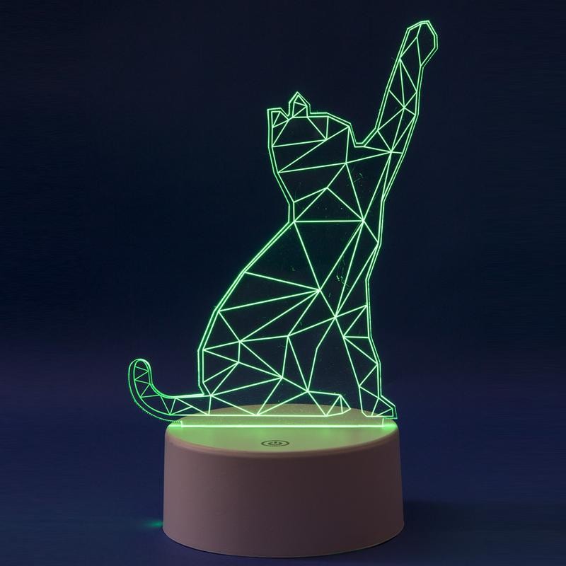 Светильник ULI-M501 RGB/3AAA CATTY/WHITE с эффектом 3D «Кошка» 3AAA (не в/к) 1 светодиод. RGB свет. USB кабель в/к Uniel UL-0000