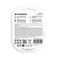 Аккумулятор AA/HR6 ReEnergy 1.2В 1300мА.ч (блист.2шт) GP 20281