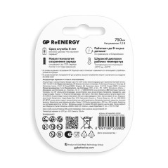 Аккумулятор AAA/HR03 ReEnergy 1.2В 750мА.ч (блист.2шт) GP 20264