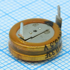Ионистор стандартный мини 5,5V, 0,33F, -25...+70°C, 1000h, 10,5x5,5mm, горизонтального исполнения