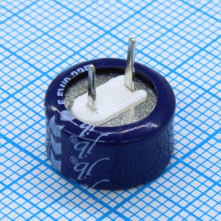 Ионистор стандартный мини 5,5V, 0,22F, -25...+70°C, 1000h, 13x6.5mm, горизонтального исполнения