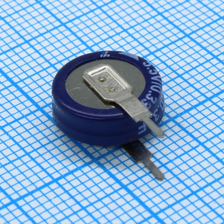 Ионистор стандартный мини 5,5V, 0,33F, -25...+70°C, 1000h, 11,5x12.3mm, вертикального исполнения