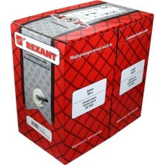 Кабель витая пара U/UTP кат.5E 4х2х24AWG медь МЖ сер. (305м) Rexant 01-0044