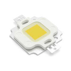 Мощный светодиод типа COB, размер 18.4х20 мм. Чипы USA Bridgelux 23x45mil. Цвет свечения теплый (3000-3200 К). Угол излучения 12