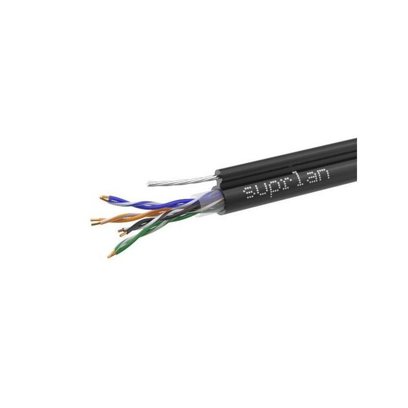 Кабель витая пара U/UTP кат.5E 4х2х24AWG solid Cu PE Out. T-FG8 Premium трос 305м (м) SUPRLAN 01-0308-1