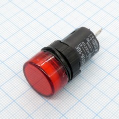 Лампа индикаторная светодиодная 12В D16, красная