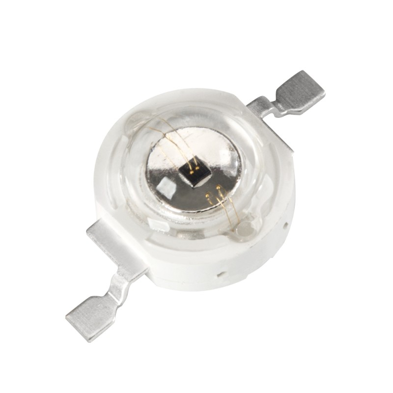 Мощный светодиод типа Emitter, d-8 мм, h-5.1 мм. Чип EPILEDS 45 mil, прозрачная линза. Цвет свечения зеленый (520-530 нм). Угол 