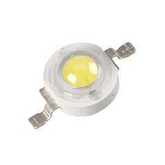Мощный светодиод типа Emitter, d-8 мм, h-5.2 мм. Чип Bridgelux 45 mil, прозрачная линза. Цвет свечения белый (6000-6500 К). Угол