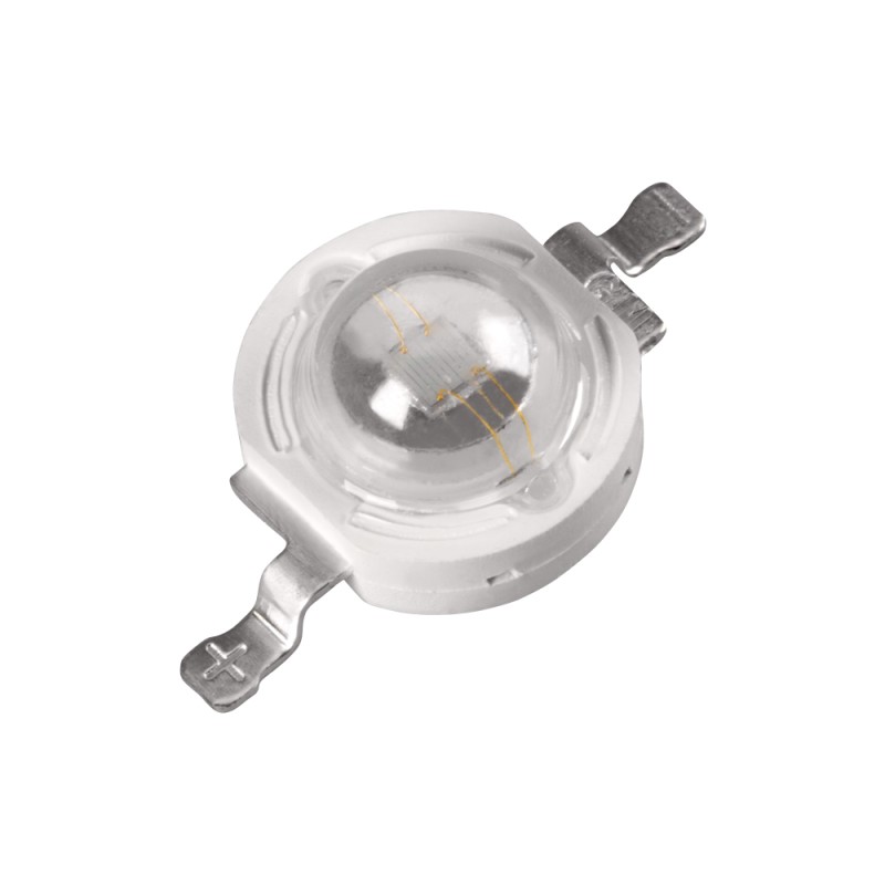 Мощный светодиод типа Emitter, d-8 мм, h-5.1 мм. Чип EPILEDS 40 mil. Цвет свечения ультрафиолетовый (395-405 нм). Угол излучения