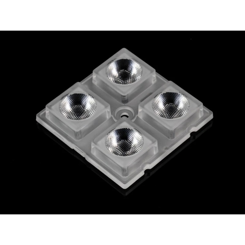 Групповая квадратная линза 2x2 на 4 светодиода 5050/3535/3030 , ~15°,  50x50mm   H:7.5mm