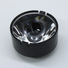 Линза с черным  круглым холдером для светодиода 3535/3030/5050,  эфф-90%, ~5°,  29,1mm  H:17mm, PMMA