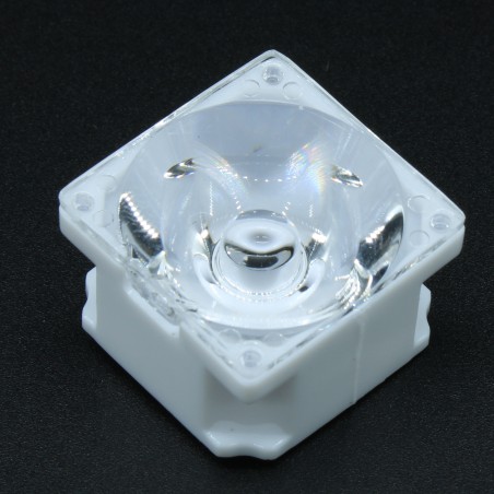 Линза белая с клеевой основой для светодиода 3535/3030,  ~6°,  21,57x21,57mm  H:13mm, с пинами, PMMA