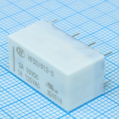 Реле Uобм-12В, Rобм-960Ом, контакты: 2 перекл., Ukmax-~220/-250В, Ikmax-2A, 20х9,8х11