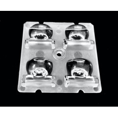 Групповая квадратная линза 2x2 на 4 светодиода 5050/3535 эфф-90%, T4 80°x60°,  50x50mm   H:8.62mm