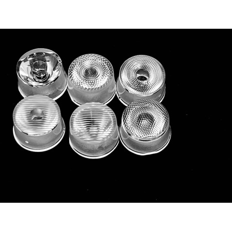 Линза круглая под заливку для светодиода 3535/3030/5050,  эфф-93%, ~25°,  D-22mm  H-13,3mm, PMMA
