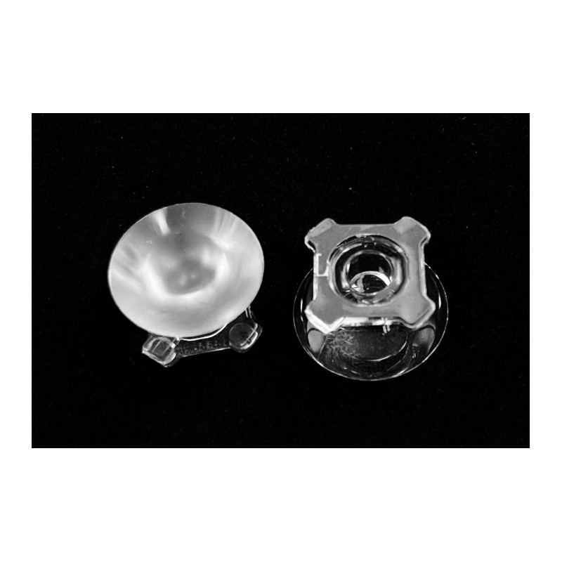 Линза с клеевой основой для светодиода 3535/3030, эфф-93%,  ~30°,  21.58 mm  H:11.4mm, PMMA