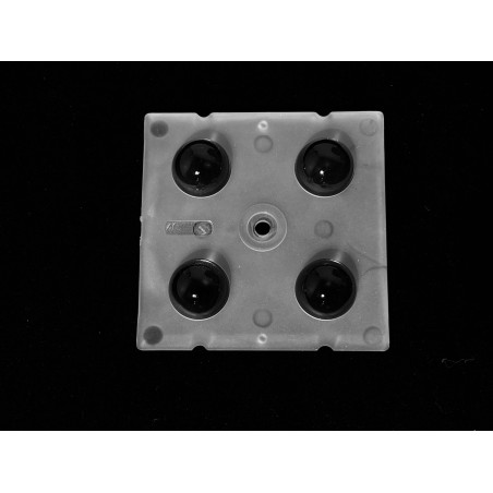 Групповая квадратная линза 2x2 на 4 светодиода 5050/3535/3030 эфф-90%, ~60°,  50x50mm   H:8.5mm, PC
