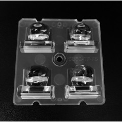 Групповая квадратная линза 2x2 на 4 светодиода 5050/3535 эфф-90%, (T4),  50x50mm   H:9.49mm  PC