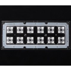 Групповая прямоугольная линза 2x6 на 12 светодиодов 3030/3535/5050, эфф-93%, 90°(квадрат), 173x71.4mm   H:11,4mm, PMMA