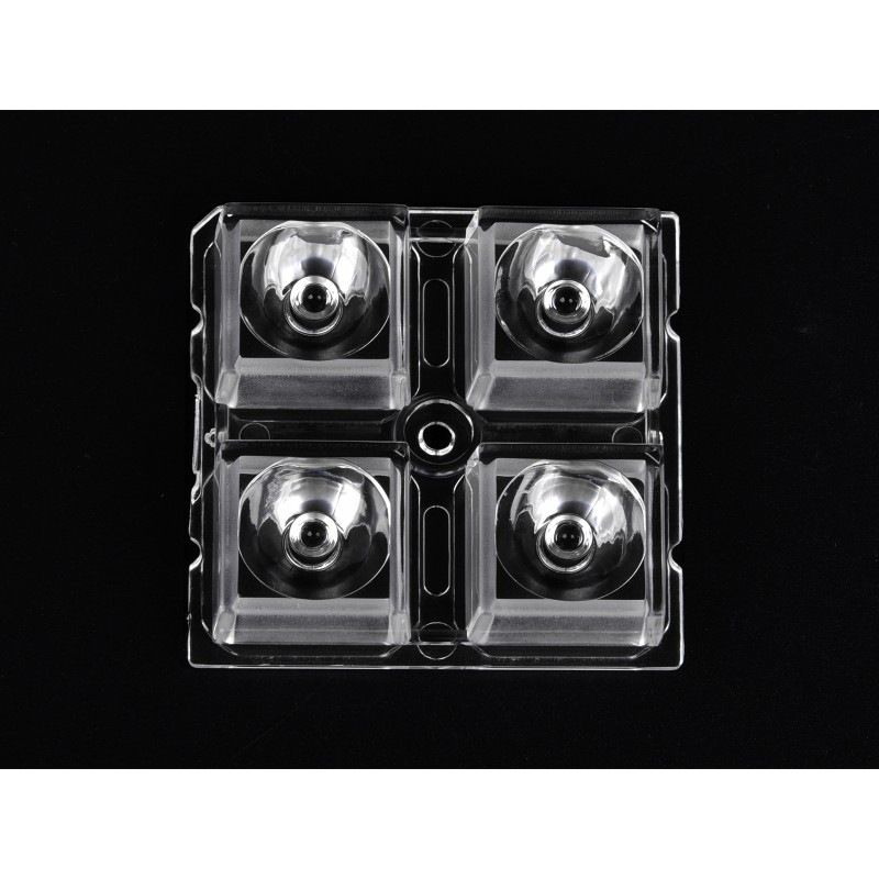 Групповая квадратная линза 2x2 на 4 светодиода 3535/3030 эфф-93%, ~10°,  50x50mm   H:7.95mm PMMA