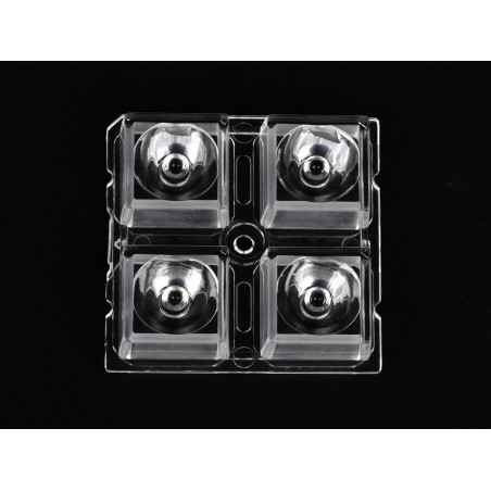 Групповая квадратная линза 2x2 на 4 светодиода 3535/3030 эфф-93%, ~10°,  50x50mm   H:7.95mm PMMA