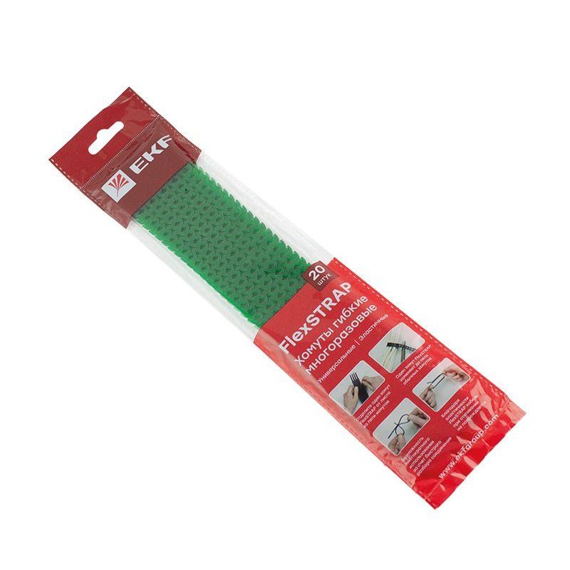 Хомут гибкий многоразовый зел. FlexSTRAP (уп.20шт) PROxima EKF plc-fs-gr Хомут гибкий многоразовый зел. FlexSTRAP (уп.20шт) PROxima EKF plc-fs-gr