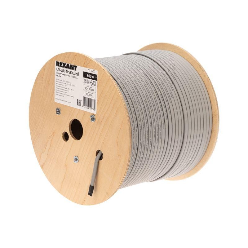 Кабель греющий (нагрев.) саморег. SRL30-2 неэкранированный 30Вт/м 0.88мм2/55м 300м Rexant 51-0277 Кабель греющий (нагрев.) саморег. SRL30-2 неэкранированный 30Вт/м 0.88мм2/55м 300м Rexant 51-0277