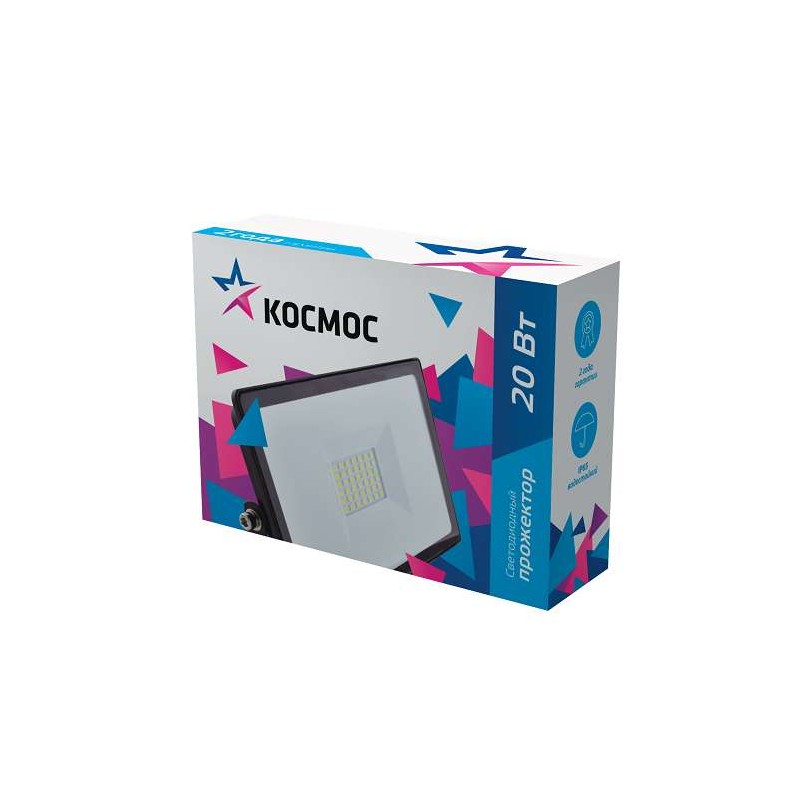 Прожектор светодиодный 20Вт 6500К IP65 1600лм КОСМОС K_PR5_LED_20